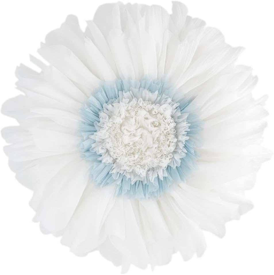 Decorative 3D Flower Shaped Throw Pillow - White / 14 Inch