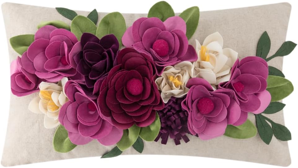 Decorative 3D Flower Throw Pillow Covers - 3dflower-c-magenta