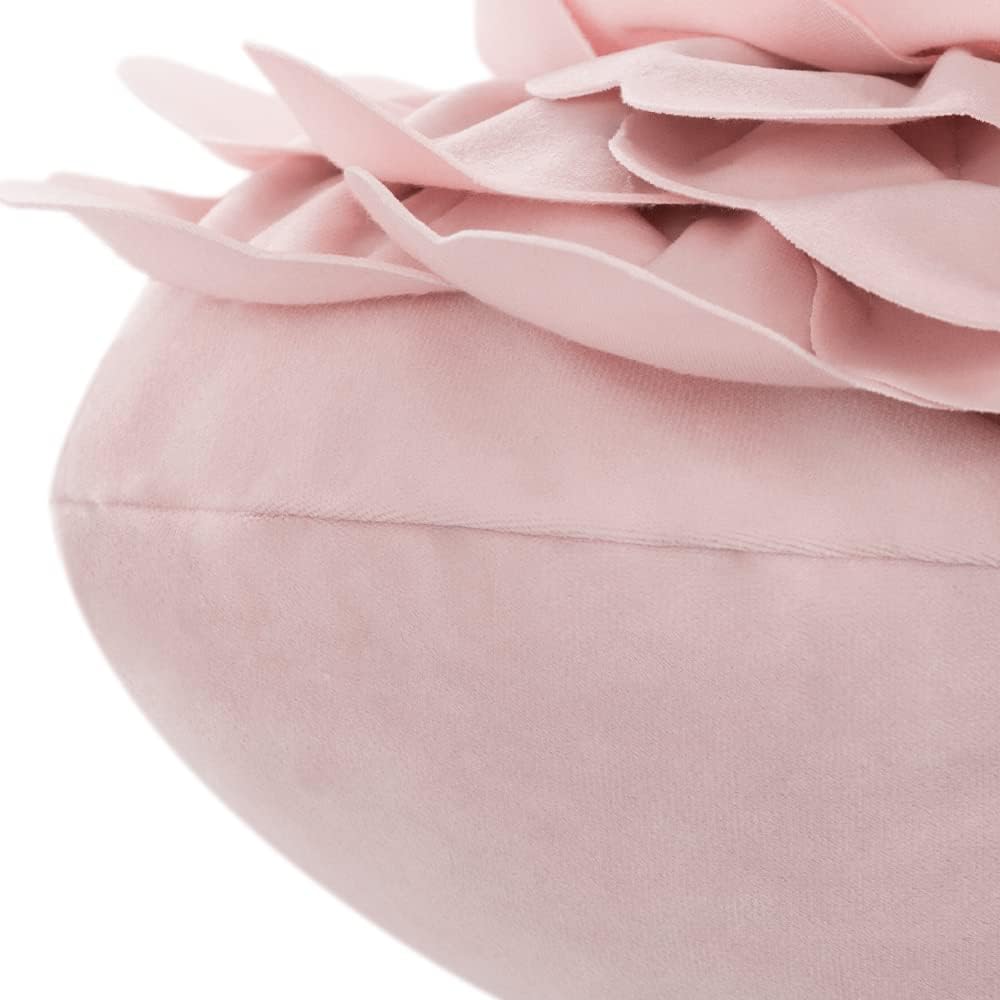 VG|light-pink|Flower Throw Pillow Cover Decorative Round Pillowcase Floral Cushion for Bed Sofa Couch Car Decor
