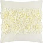 VG|creamy-white|Handmade 3D Flower Throw Pillow Cover