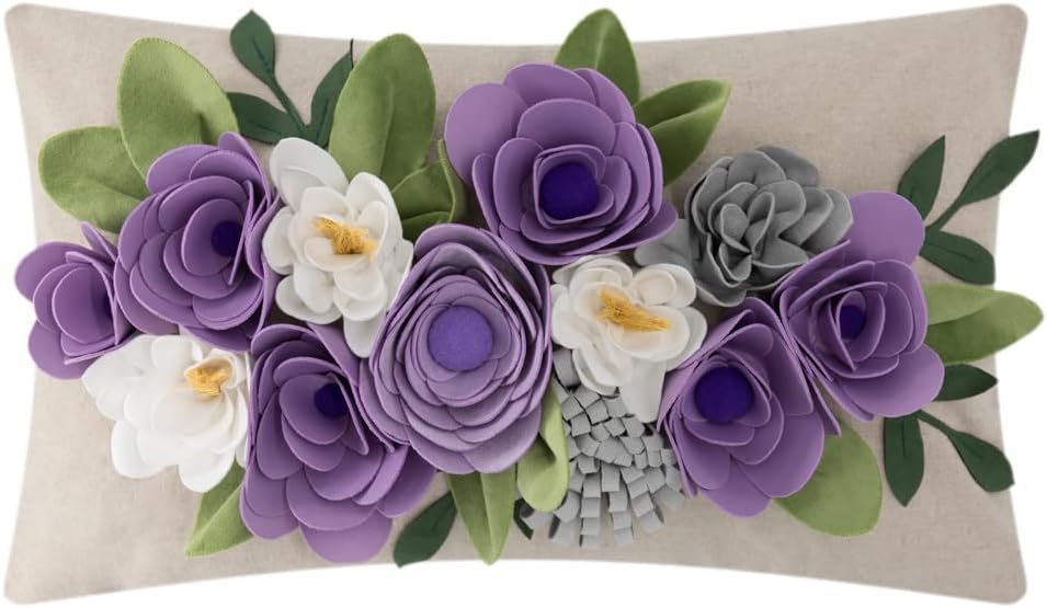 Decorative 3D Flower Throw Pillow Covers - 3dflower-b-purple