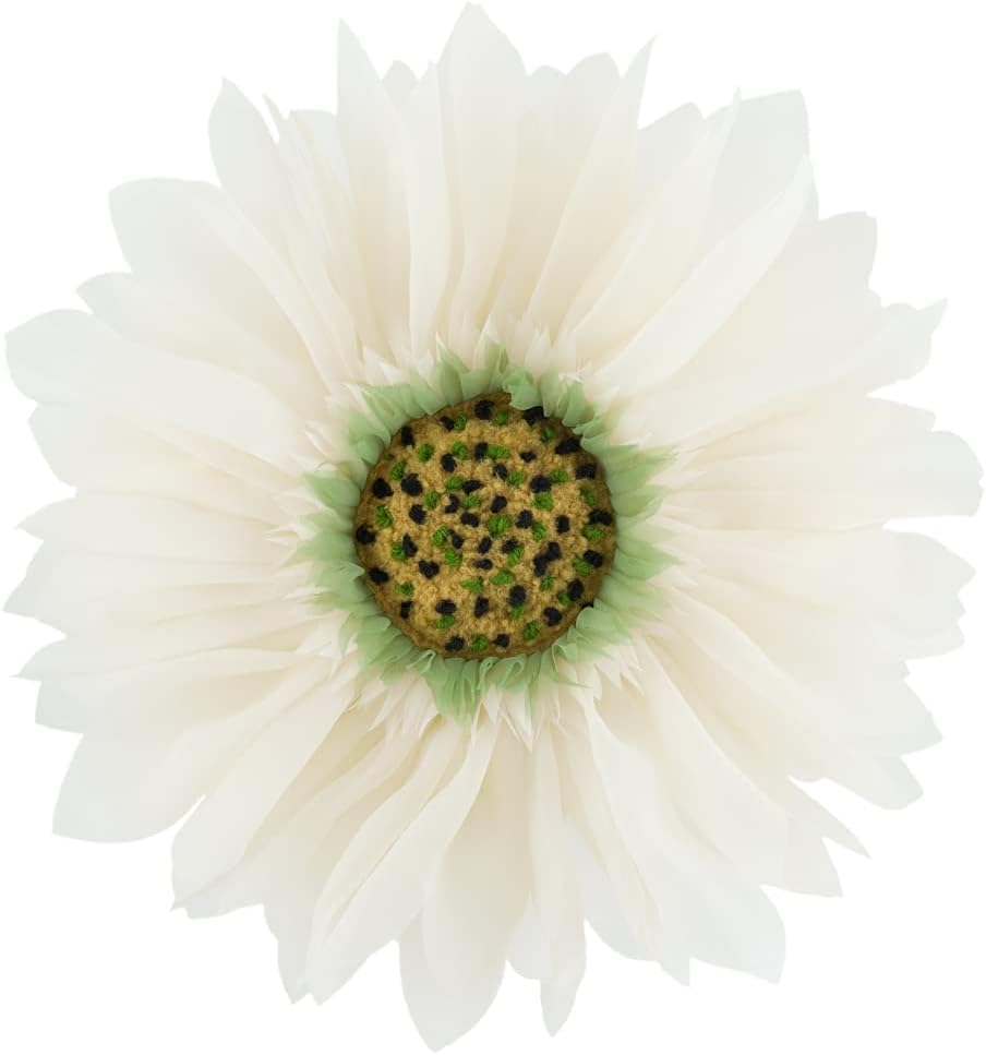 VG|creamy-white|3D Flower Throw Pillow Cover Decorative Round Daisy Shaped Cushion Floral Pillowcase for Bed Sofa Couch Living Room