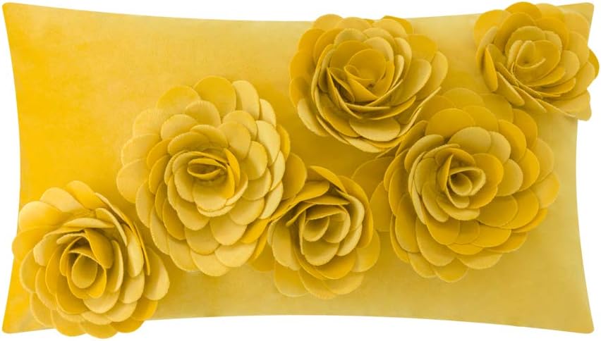 VG|yellow|3D Flower Throw Pillow Cover Lavender