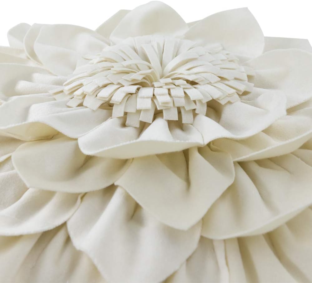 VG|cream-white|3D Flower Throw Pillow Covers