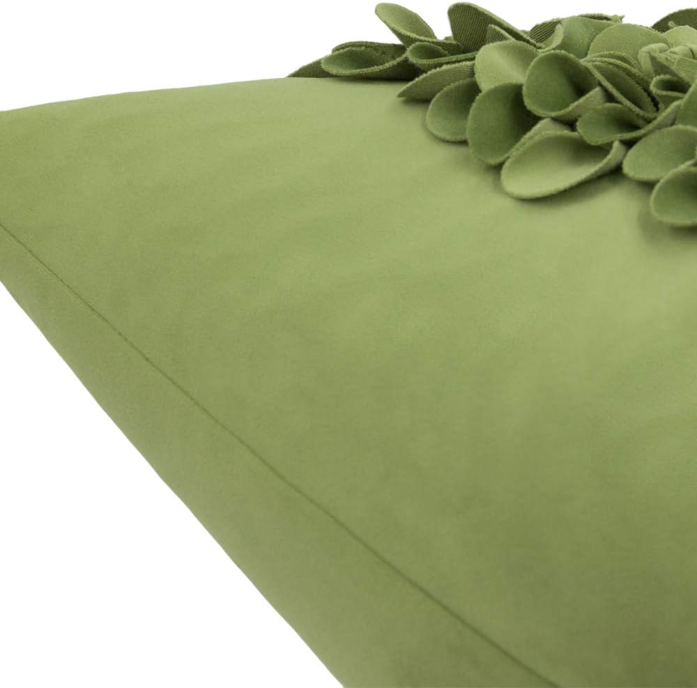 VG|green|Handmade 3D Flower Throw Pillow Cover