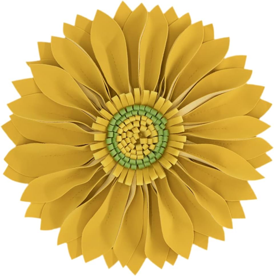 VG|yellow|3D Flower Throw Pillow Cover Aesthetic Decorative Daisy Accent Pillow Case Hand Crafted Cushion Round Floral Pillowcase for Home Bed Couch Bedroom Chair