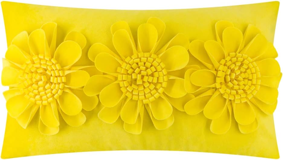 VG|sunbeam-yellow|3D Flower Throw Pillow Cover