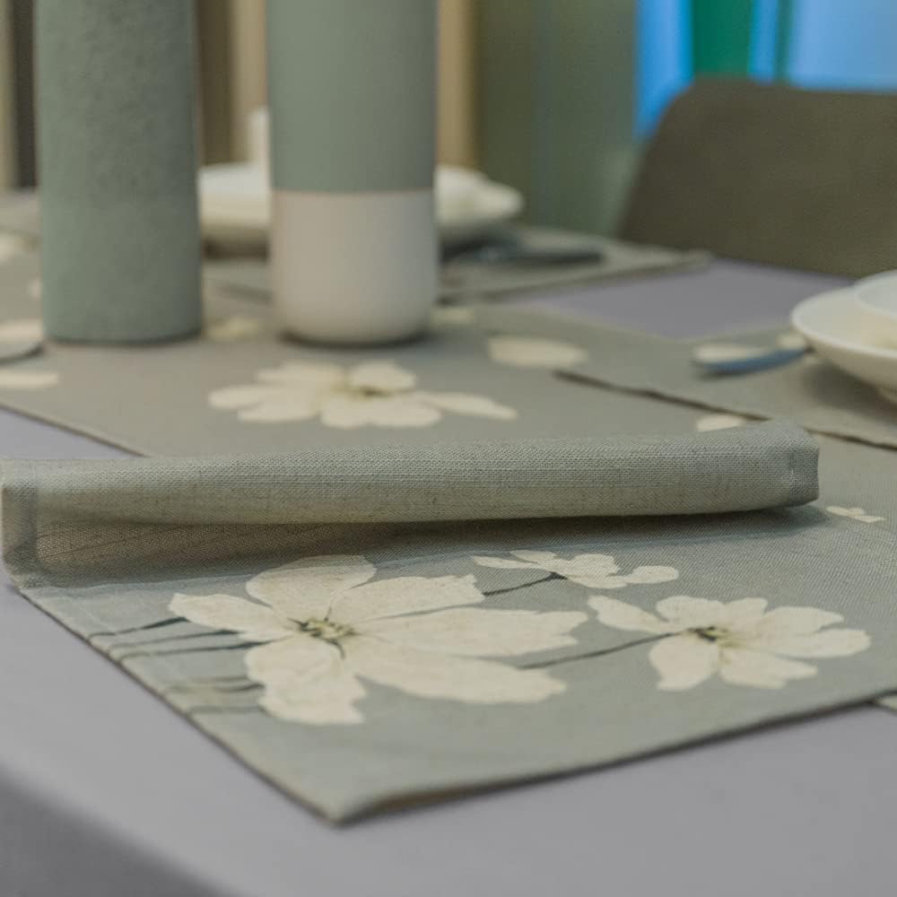 Flower Printing Table Mat for Kitchen Dining Party Summer Spring Set of 4 Linen Placemats