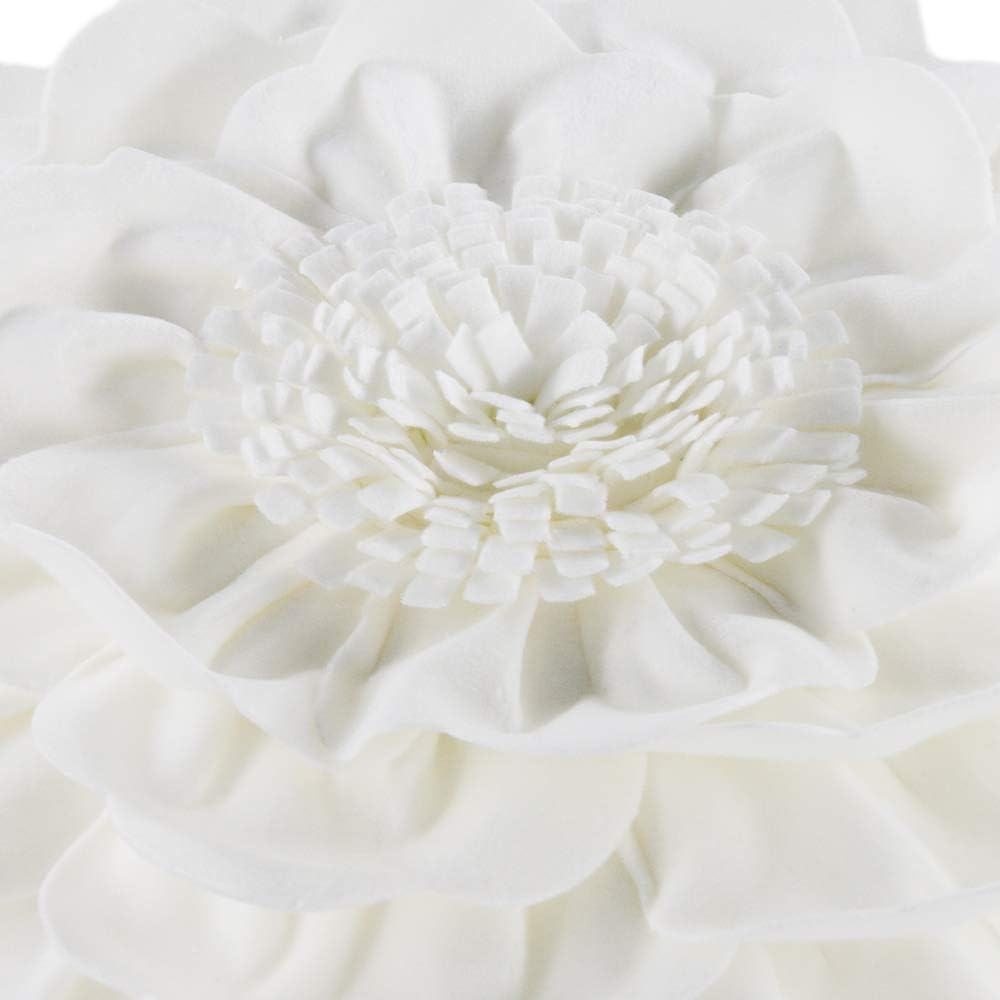 VG|creamy-white|Flower Throw Pillow Cover Decorative Round Pillowcase Floral Cushion for Bed Sofa Couch Car Decor
