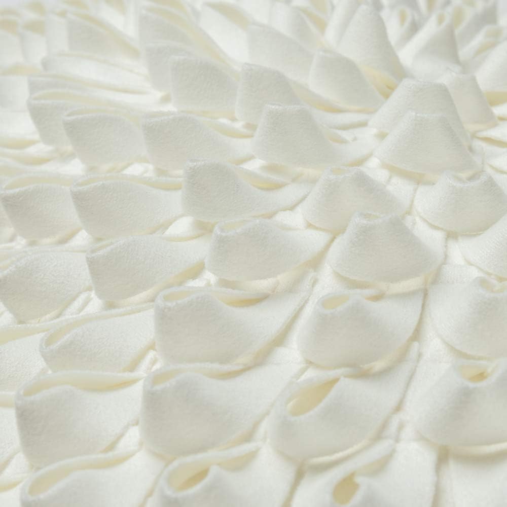 VG|creamy-white-solid-suede|3D Flower Throw Pillow Cover, Velvet, Light Grey