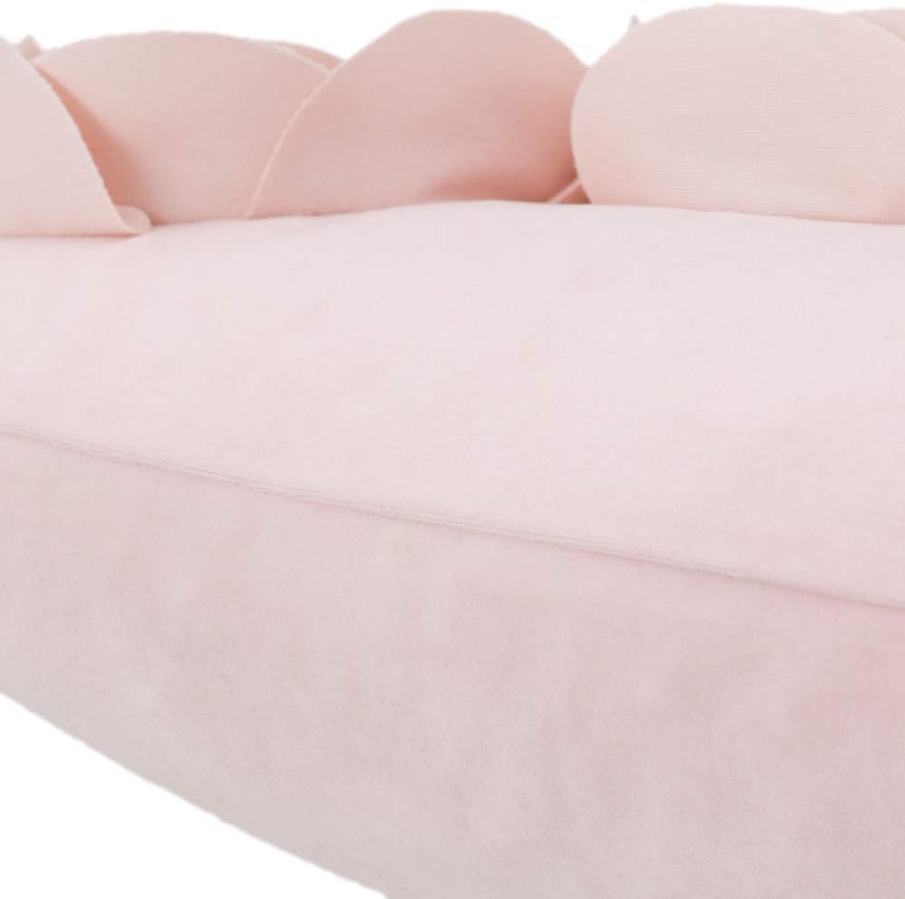 VG|light-pink|3D Flower Throw Pillow Cover Handmade Floral Soft Velvet Lumbar Cushion for Bed Living Room Chair Couch Decor Gold