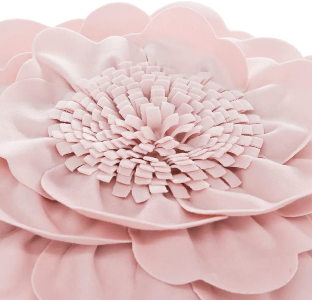 VG|light-pink|Flower Throw Pillow Cover Decorative Round Pillowcase Floral Cushion for Bed Sofa Couch Car Decor