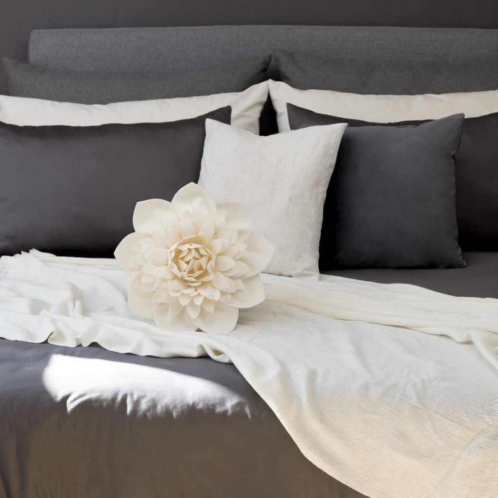 3D Flower Throw Pillows with Insert Included Decorative Handmade Accent Round Pillow Cushion for Couch Bedroom Aesthetic Home Decor
