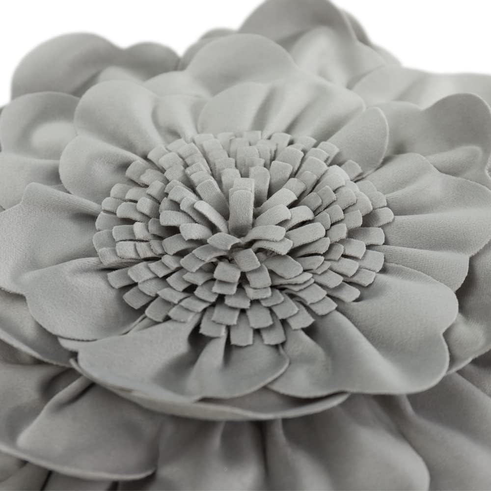 VG|light-gray|Flower Throw Pillow Cover Decorative Round Pillowcase Floral Cushion for Bed Sofa Couch Car Decor