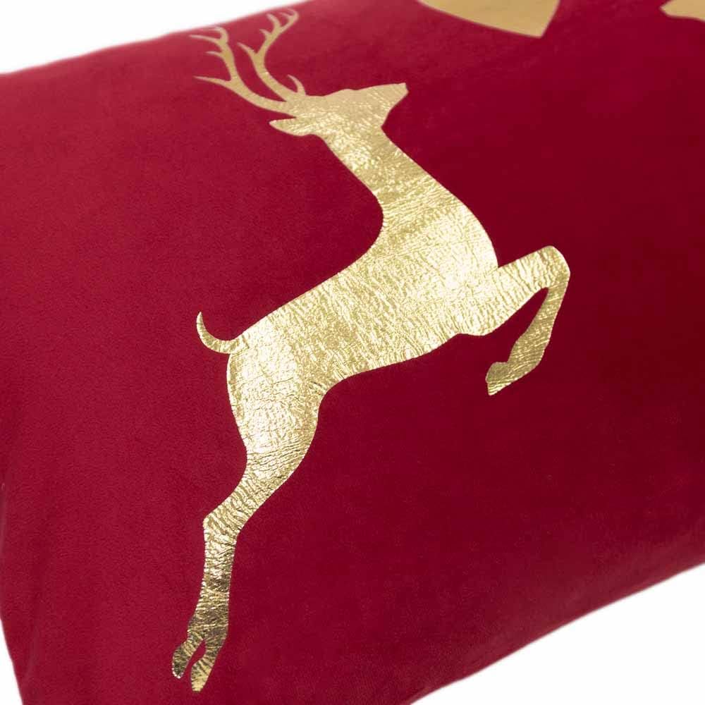 VG|deer-red|Gold Foil Decorative Accent Throw Pillow Cases Rectangle Cushion Covers for Bed Living Room White