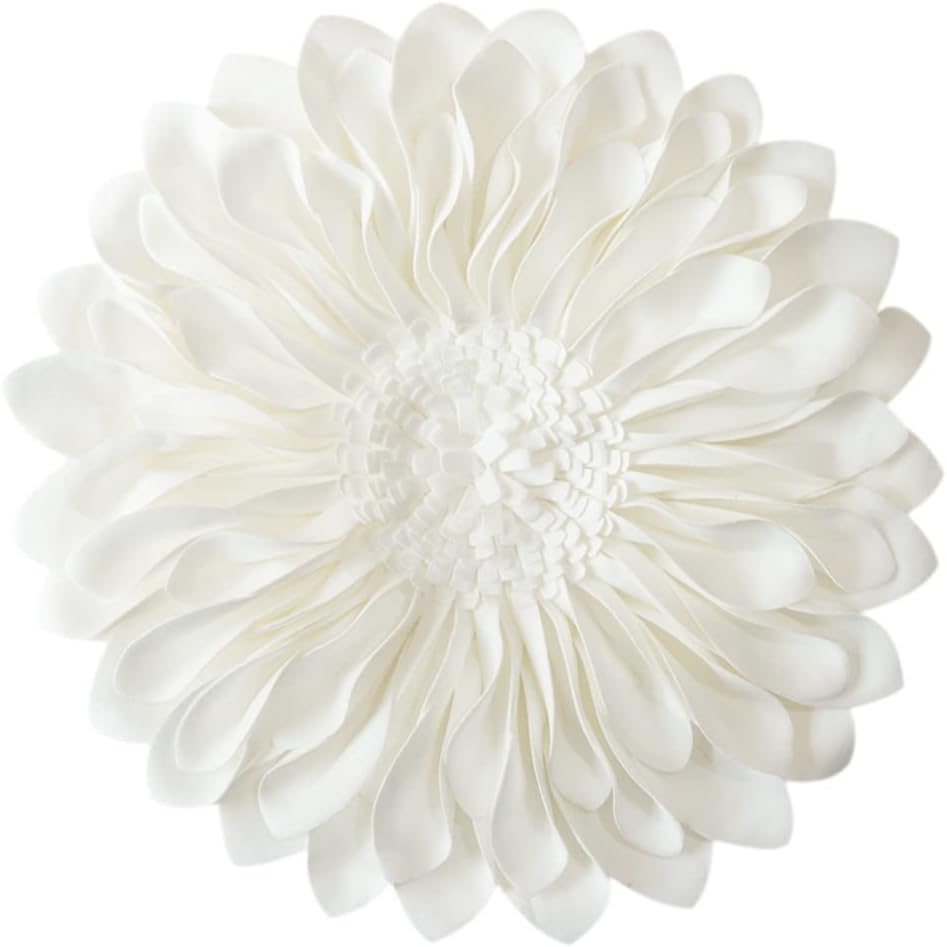 3D Flower Throw Pillow Covers Decorative Aesthetic Sunflower Accent Pillow Cases Handmade Pillowcase Round Cushion for Car Bedroom Bed Couch Chair with Insert White - Default Title