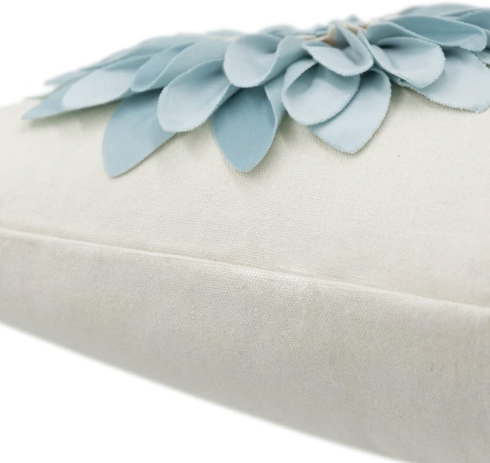 VG|sky-blue|Decorative Flower Throw Pillow Cover 3D Sunflower Pillow Case Velvet Cushion Floral Pillowcase for Bed Living Room Couch Chair