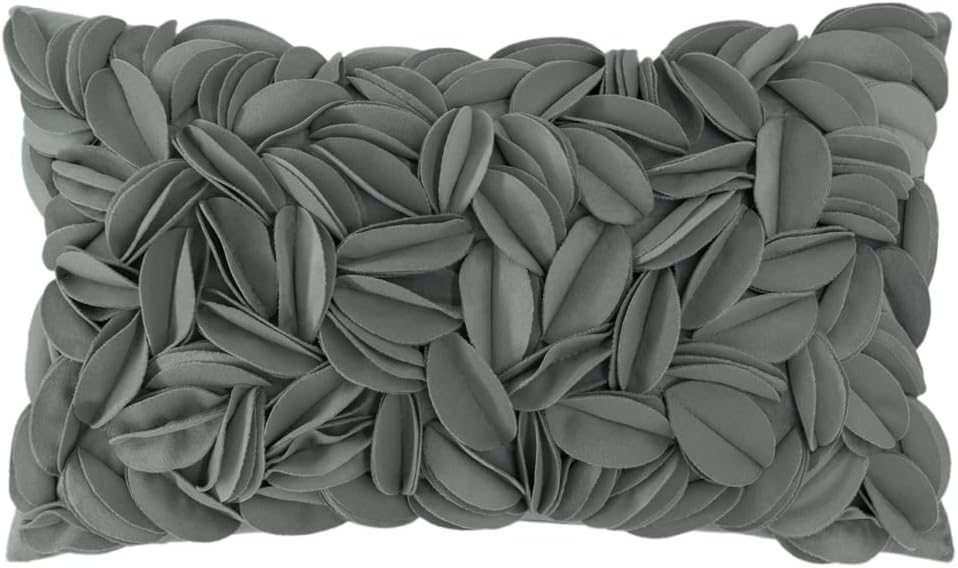 VG|dark-grey-velvet|Handmade 3D Floral Throw Pillow Cover