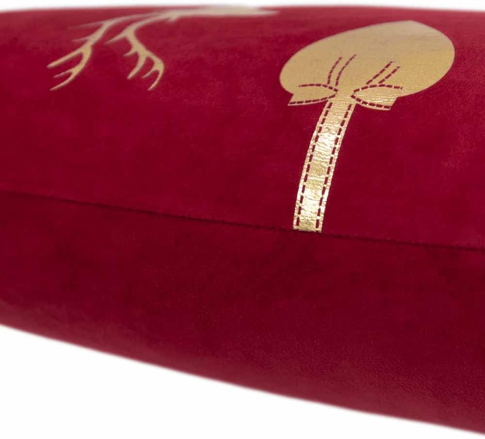 VG|deer-red|Gold Foil Decorative Accent Throw Pillow Cases Rectangle Cushion Covers for Bed Living Room White