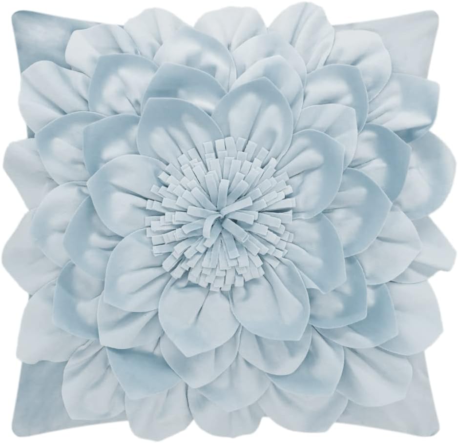 3D Flower Throw Pillow Covers - Blue