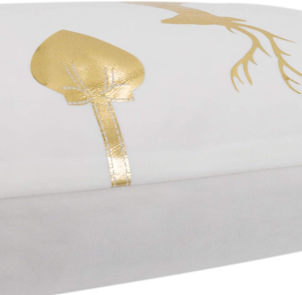 VG|deer-white|Gold Foil Decorative Accent Throw Pillow Cases Rectangle Cushion Covers for Bed Living Room White