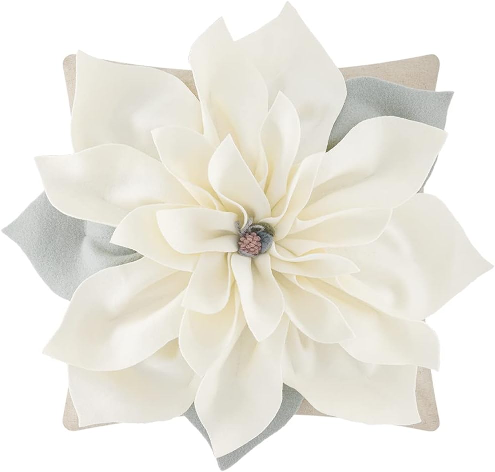 VG|beige|Luxury 3D Flower Throw Pillow Cover