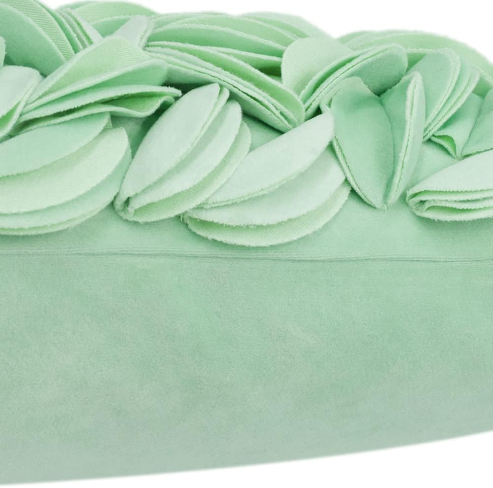 VG|mint-green-solid-suede|Handmade 3D Floral Throw Pillow Cover