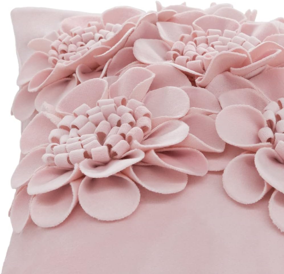 VG|light-pink|Handmade 3D Flower Throw Pillow Cover