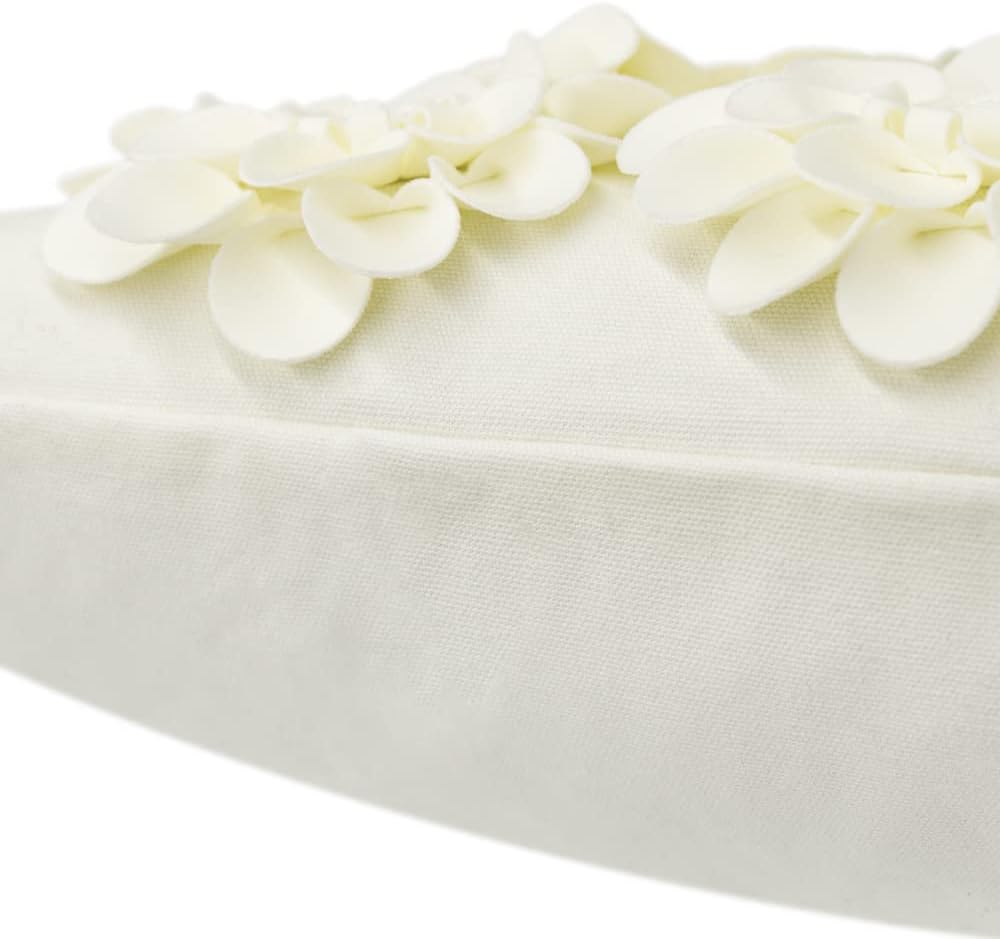 VG|creamy-white|Handmade 3D Flower Throw Pillow Cover