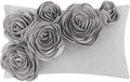 VG|gray|3D Flower Throw Pillow Cover Handmade Floral Soft Velvet Lumbar Cushion for Bed Living Room Chair Couch Decor Gold