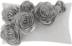 VG|gray|3D Flower Throw Pillow Cover Handmade Floral Soft Velvet Lumbar Cushion for Bed Living Room Chair Couch Decor Gold