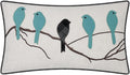 VG|teal-blue-gray-plaid-birds-on-branch|Cute Birds Throw Pillow Cover Lumbar Accent Cushion Embroidered Pillowcase for Home Sofa Bed Living Room Dark Blue Orange Beige