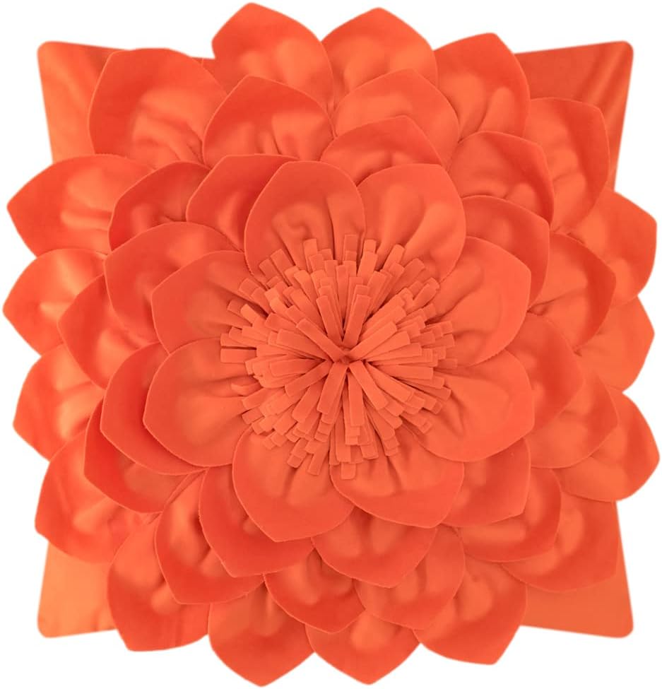 3D Flower Throw Pillow Covers - Orange