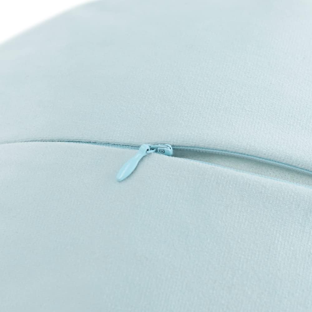 VG|sky-blue|Flower Throw Pillow Cover Decorative Round Pillowcase Floral Cushion for Bed Sofa Couch Car Decor