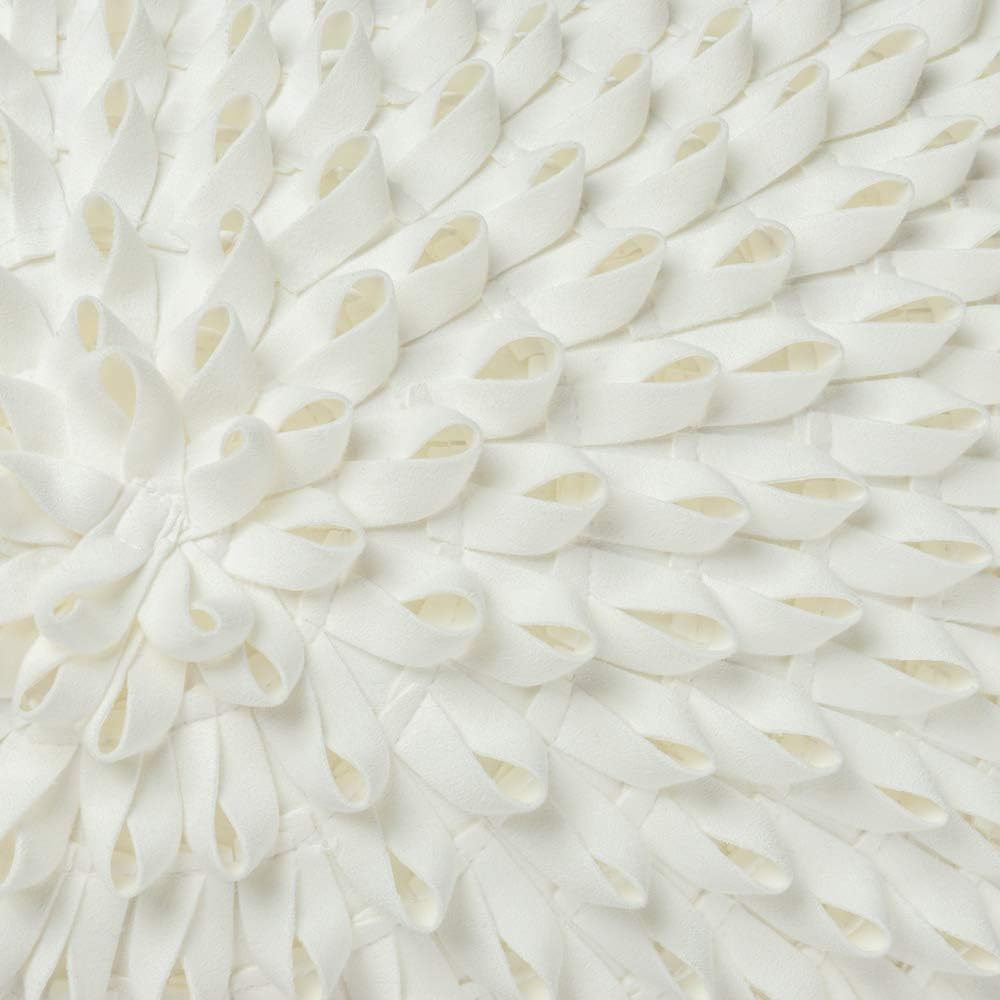 VG|creamy-white-solid-suede|3D Flower Throw Pillow Cover, Velvet, Light Grey