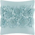Handmade 3D Flower Throw Pillow Cover - Blue