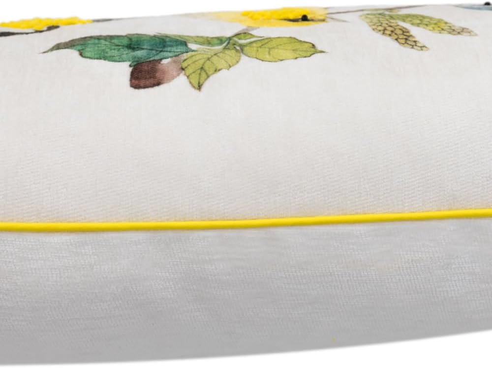 VG|aqua-yellow-beige-with-4-birds|Cute Birds Throw Pillow Cover Lumbar Accent Cushion Embroidered Pillowcase for Home Sofa Bed Living Room Dark Blue Orange Beige