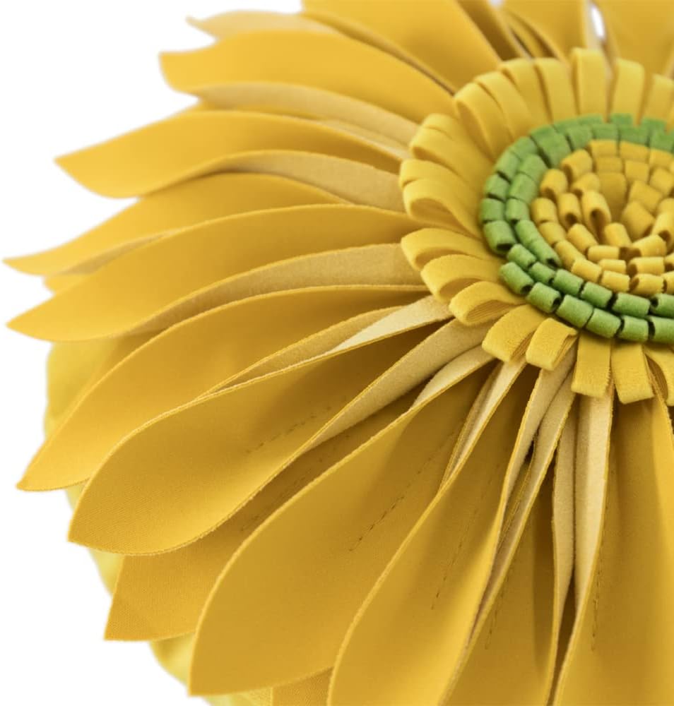 VG|yellow|3D Flower Throw Pillow Cover Aesthetic Decorative Daisy Accent Pillow Case Hand Crafted Cushion Round Floral Pillowcase for Home Bed Couch Bedroom Chair