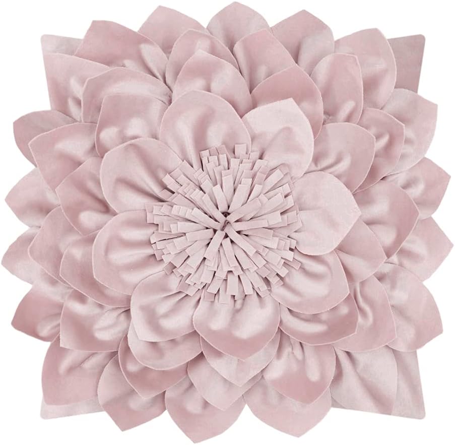 3D Flower Throw Pillow Covers - Rose Gold