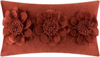 VG|rust-red|3D Flower Throw Pillow Cover