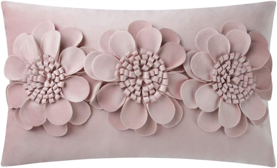3D Flower Throw Pillow Cover - Rose Gold / Velvet