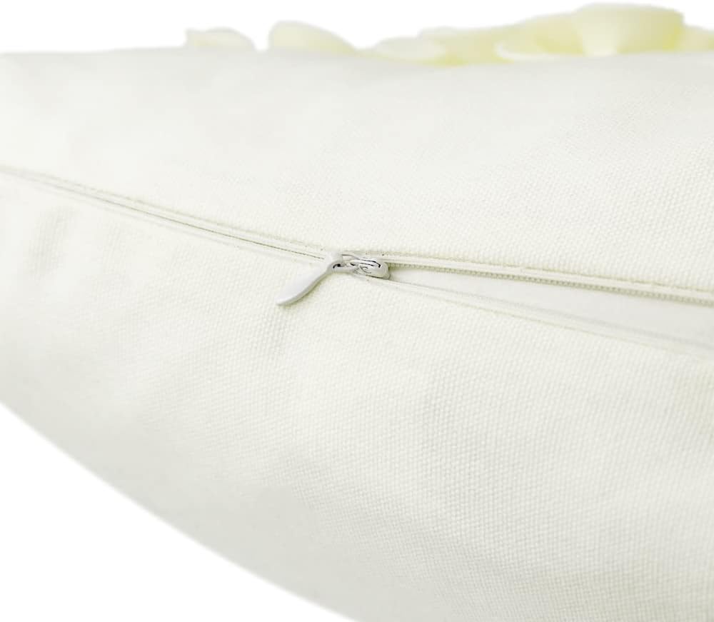 VG|creamy-white|Handmade 3D Flower Throw Pillow Cover