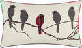 VG|light-gray-red-plaid-with-birds|Cute Birds Throw Pillow Cover Lumbar Accent Cushion Embroidered Pillowcase for Home Sofa Bed Living Room Dark Blue Orange Beige