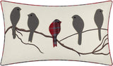 Light Gray & Red Plaid With Birds