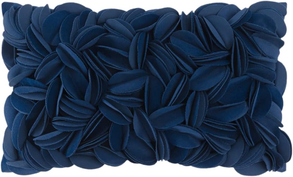 VG|navy-blue-persian-velvet|Handmade 3D Floral Throw Pillow Cover