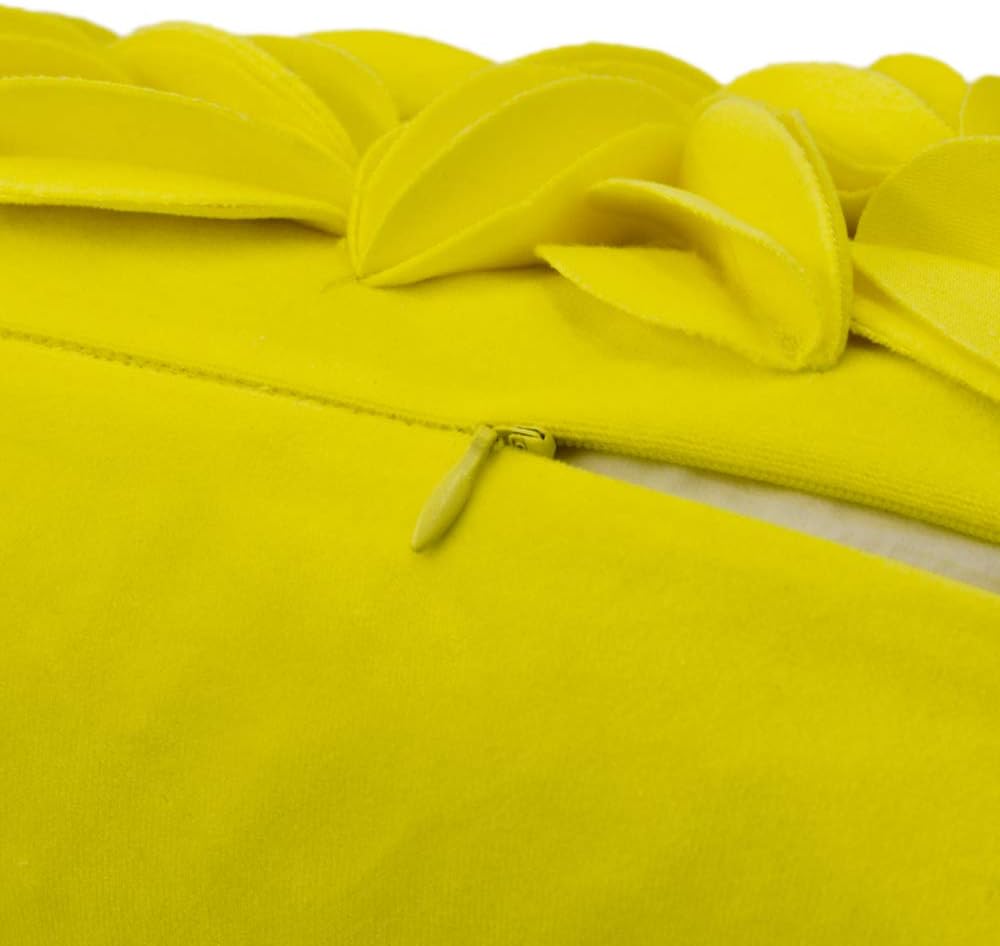 VG|york-yellow-velvet|Handmade 3D Floral Throw Pillow Cover
