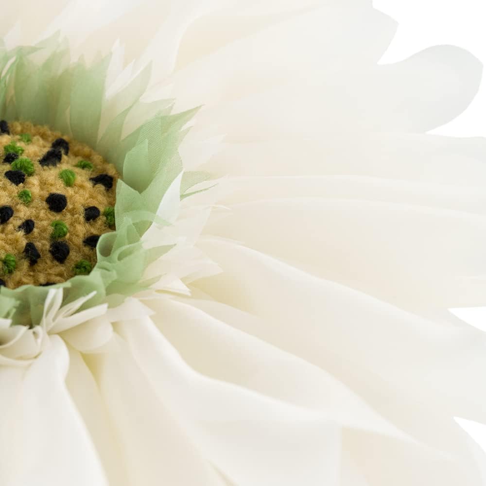 VG|creamy-white|3D Flower Throw Pillow Cover Decorative Round Daisy Shaped Cushion Floral Pillowcase for Bed Sofa Couch Living Room