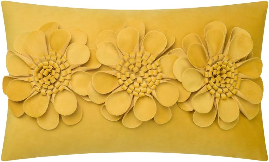 VG|yellow|3D Flower Throw Pillow Cover