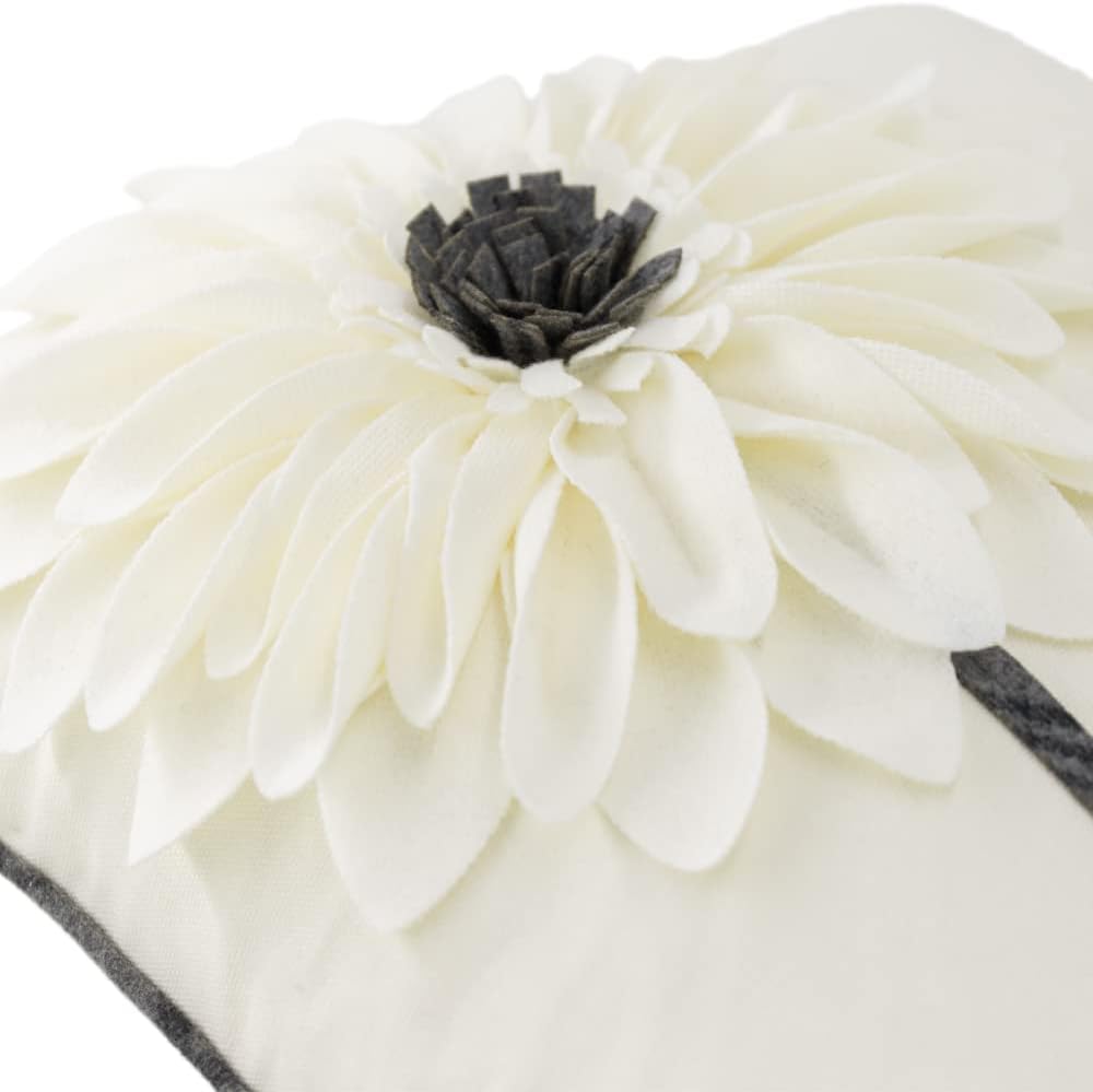 VG|creamy-white|Decorative Flower Throw Pillow Cover 3D Sunflower Pillow Case Velvet Cushion Floral Pillowcase for Bed Living Room Couch Chair