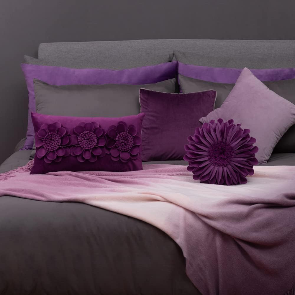 VG|purple-red|3D Flower Throw Pillow Cover